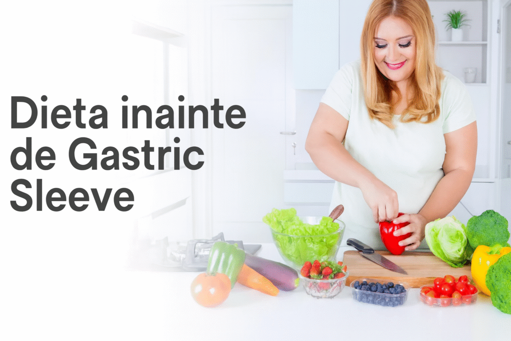 Femeie pregătind legume în bucătărie, reprezentând dieta recomandată înainte de operația Gastric Sleeve