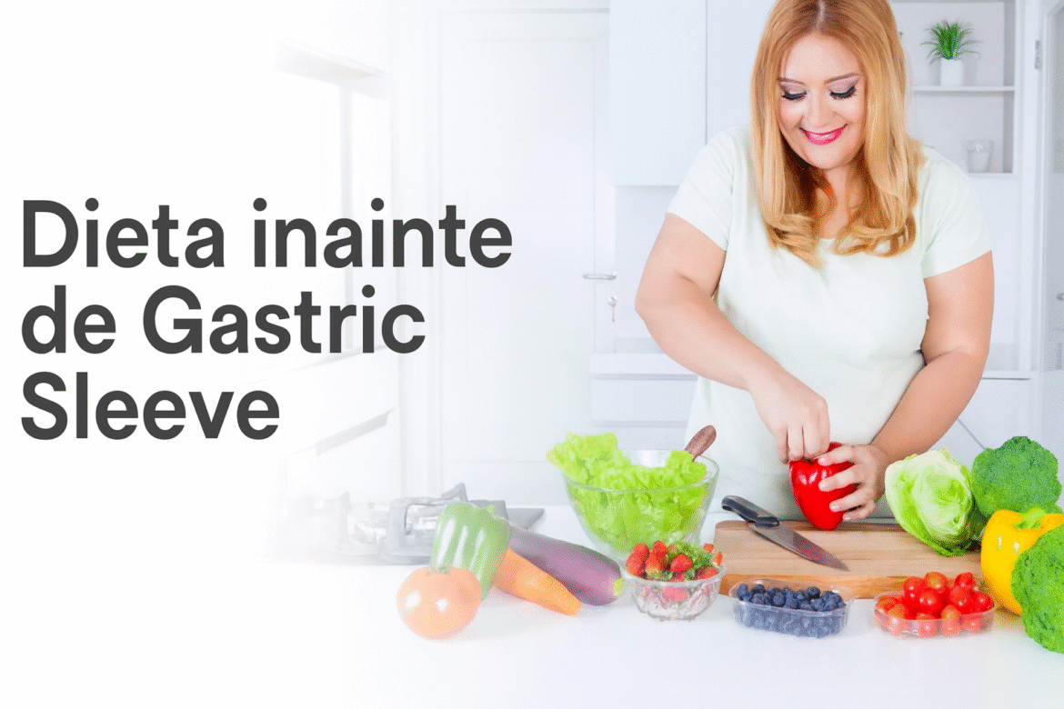 Femeie pregătind legume în bucătărie, reprezentând dieta recomandată înainte de operația Gastric Sleeve