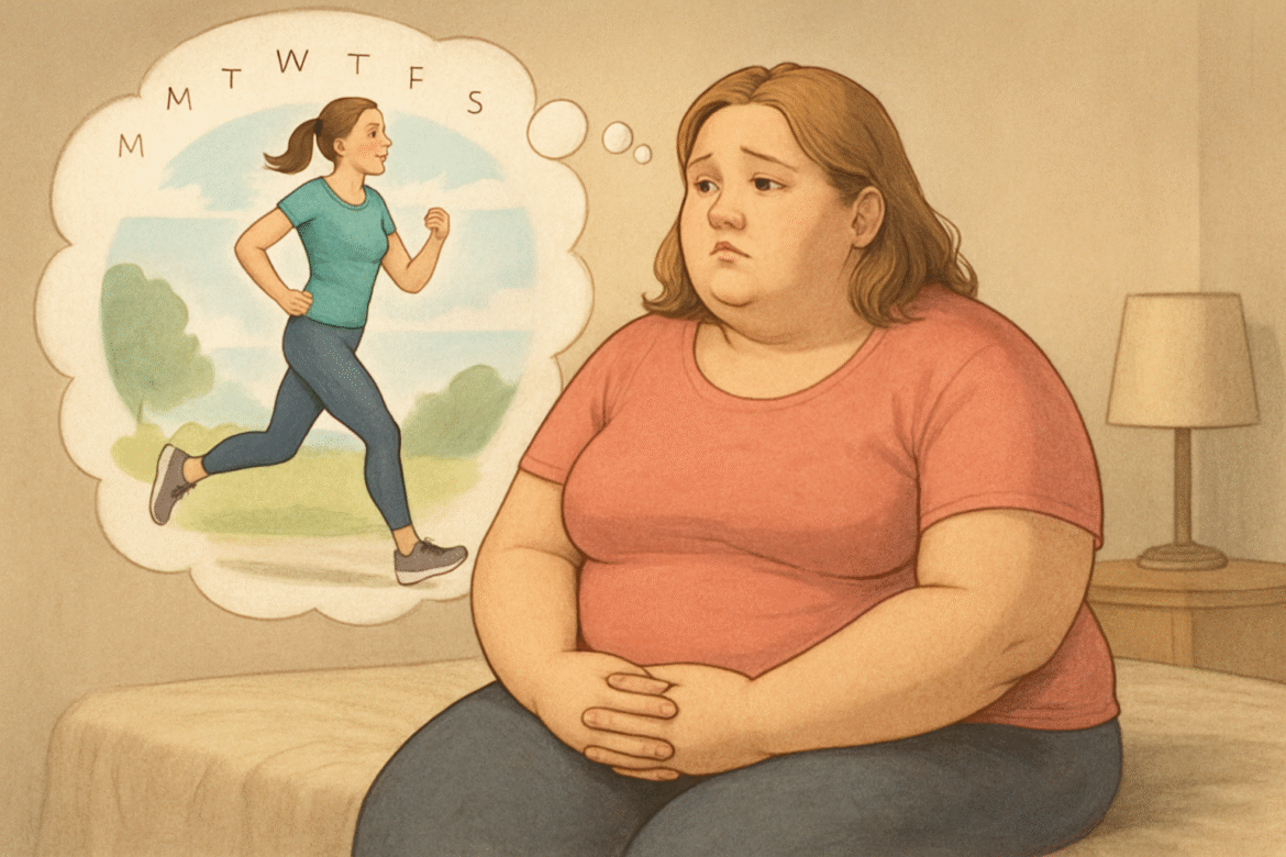 Femeie cu obezitate care reflectează asupra schimbării stilului de viață înainte de operația Gastric Sleeve