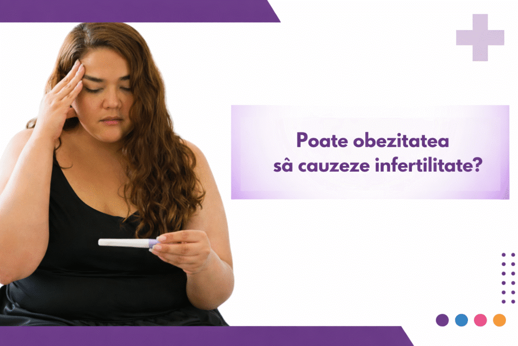 Femeie cu obezitate privind un test de sarcină negativ, sugerând legătura dintre obezitate și infertilitate